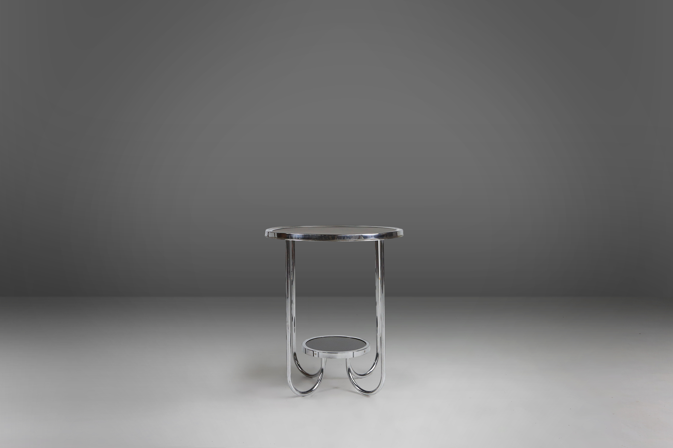 Bauhaus side table with chrome and black lacquered wood, Germany, 1930sthumbnail